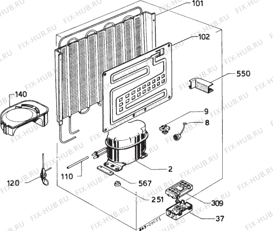 Взрыв-схема холодильника Husqvarna Electrolux QR67F - Схема узла Refrigerator cooling system